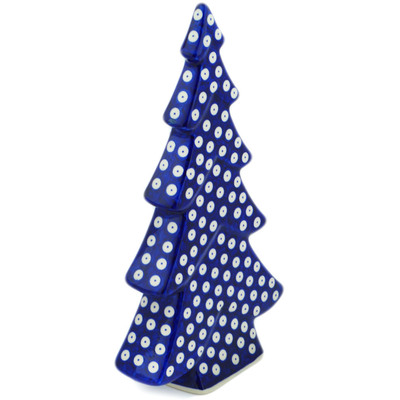 Polish Pottery Christmas Tree Figurine 12&quot; Blue Eyes