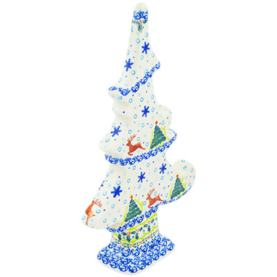 Polish Pottery Christmas Tree Figurine 12&quot; Christmas Reindeer