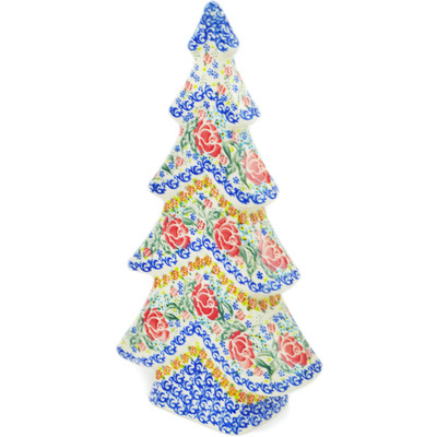 Polish Pottery Christmas Tree Figurine 12&quot; Glorious Rose