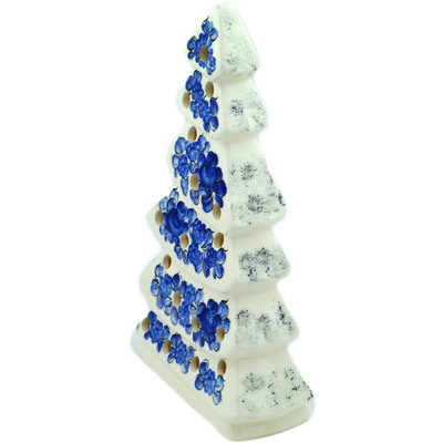 faience Christmas Tree Figurine 12&quot; Retro Cobalt