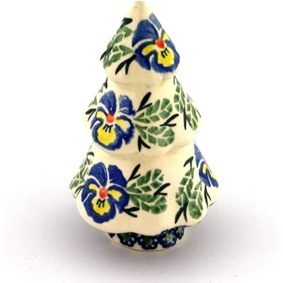 Polish Pottery Christmas Tree Figurine 5&quot; Blue Boutiques