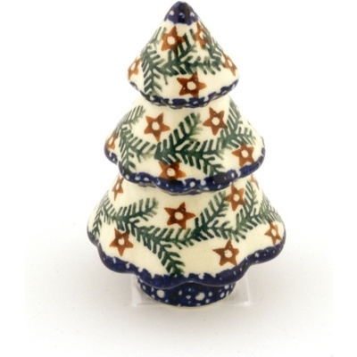 Polish Pottery Christmas Tree Figurine 5&quot;