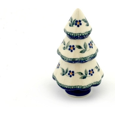 Polish Pottery Christmas Tree Figurine 5&quot; Happy Day