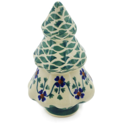 Polish Pottery Christmas Tree Figurine 5&quot; Lucky Blue Clover