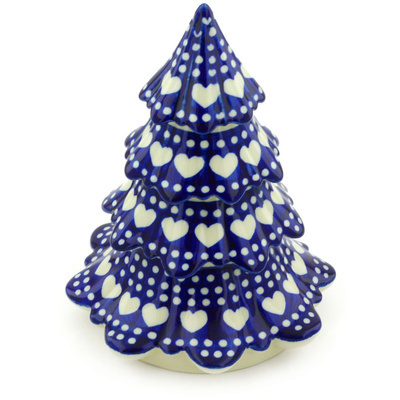 Polish Pottery Christmas Tree Figurine 7&quot; Heart To Heart