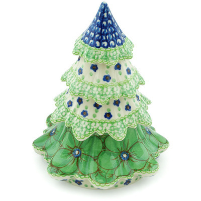 Polish Pottery Christmas Tree Figurine 7&quot; Key Lime Dreams UNIKAT