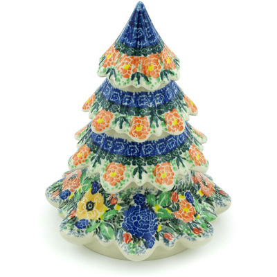 Polish Pottery Christmas Tree Figurine 7&quot; Lovely Concept UNIKAT