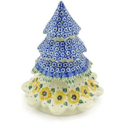 Polish Pottery Christmas Tree Figurine 7&quot; Marigold Morning