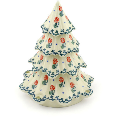 Polish Pottery Christmas Tree Figurine 8&quot;