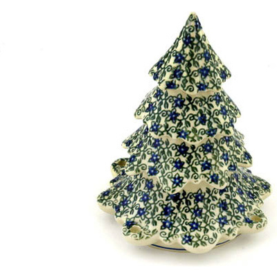 Polish Pottery Christmas Tree Figurine 8&quot; Lobelia Vines