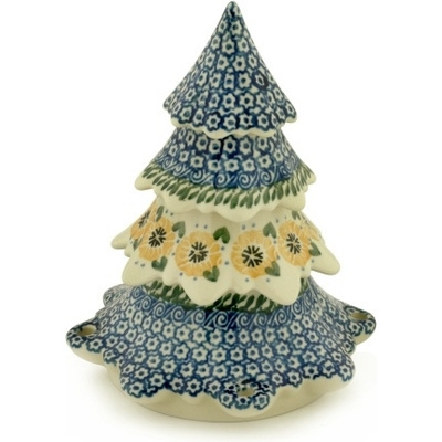 Polish Pottery Christmas Tree Figurine 8&quot; Marigold Morning