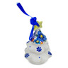 Polish Pottery Christmas Tree Ornament 3&quot; Blue Bouquet