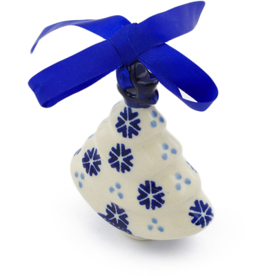 Polish Pottery Christmas Tree Ornament 3&quot; Falling Snowflakes