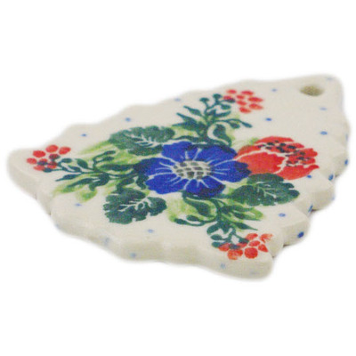 Polish Pottery Christmas Tree Pendant 3&quot; Springtime Wreath