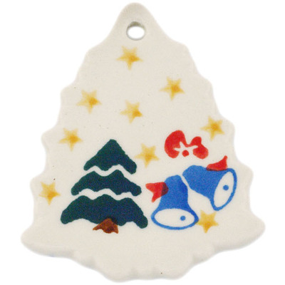 Polish Pottery Christmas Tree Pendant 3&quot; Winter Bells