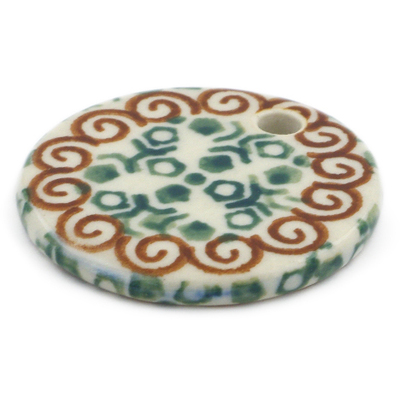 Polish Pottery Circle Pendant 1&quot; Grecian Sea