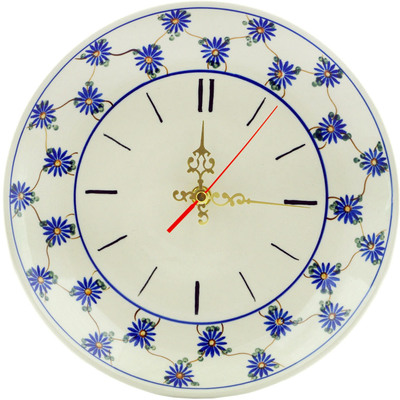 Polish Pottery Clock 10&quot; Aster Trellis