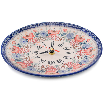 Polish Pottery Clock 10&quot; Blossom Finest UNIKAT