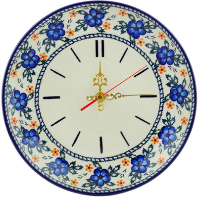Polish Pottery Clock 10&quot; Cobblestone Garden