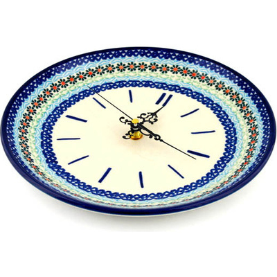 Polish Pottery Clock 10&quot; Daisies By The Sea