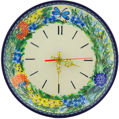 Polish Pottery Clock 10&quot; Garden Delight UNIKAT