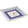 Polish Pottery Clock 10&quot; Peacock Forget-me-not
