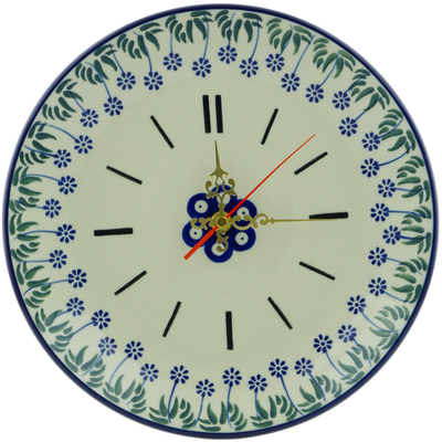 Polish Pottery Clock 10&quot; Springing Calendulas