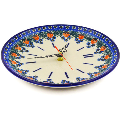 Polish Pottery Clock 10&quot; Strwaberry Fever