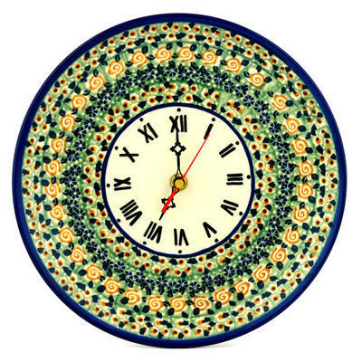 Polish Pottery Clock 10&quot; UNIKAT