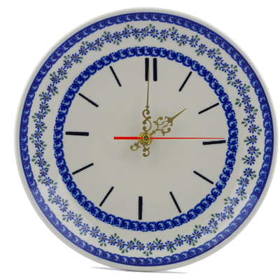 Polish Pottery Clock 10&quot; Wildflower Garland