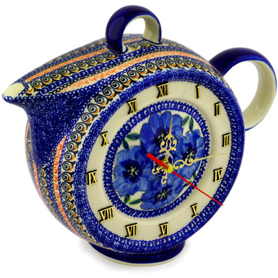 Polish Pottery Clock 12&quot; Regal Bouquet UNIKAT