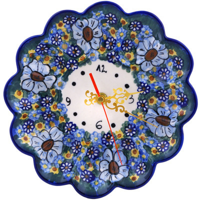 Polish Pottery Clock 9&quot; UNIKAT