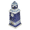 Polish Pottery Clock Tower Candle Holder 11&quot; Peacock Forget-me-not