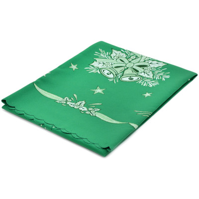 Textile Cloth Table Runner 39&quot; Bells Of Holly Green