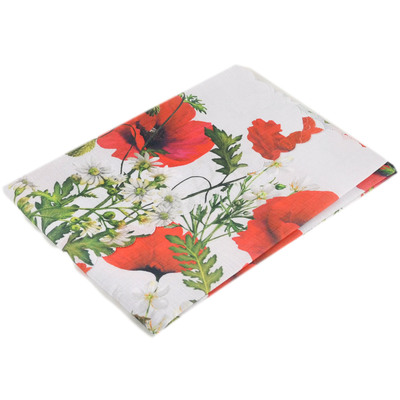 Textile Cloth Table Runner 39&quot; Fresh Red Poppy