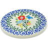 Polish Pottery Coaster 3&quot; Ring Of Meadow Flowers