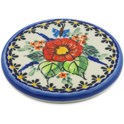 Polish Pottery Coaster 3&quot; Spring Splendor