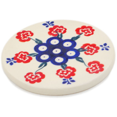 Polish Pottery Coaster 4&quot; Blue Eye Spring