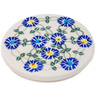 Polish Pottery Coaster 4&quot; Blue Thistle Beauty