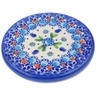 Polish Pottery Coaster 4&quot; Blue Tulip Garden UNIKAT
