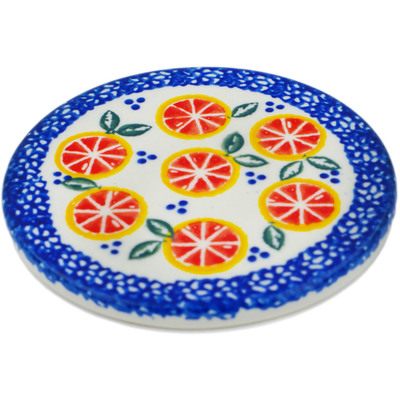 Polish Pottery Coaster 4&quot; Citrus Craze