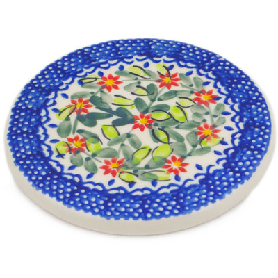 Polish Pottery Coaster 4&quot; Elegant Garland