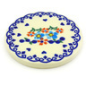 Polish Pottery Coaster 4" Hearts And Flowers