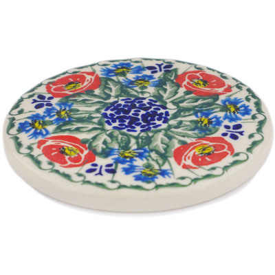 Polish Pottery Coaster 4" Open Fields