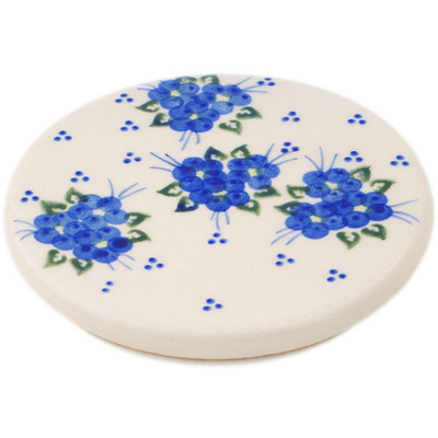 Polish Pottery Coaster 4&quot; Poppy Triad