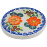 Polish Pottery Coaster 4&quot; Red Blossom