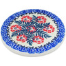 Polish Pottery Coaster 4&quot; Red Wreath