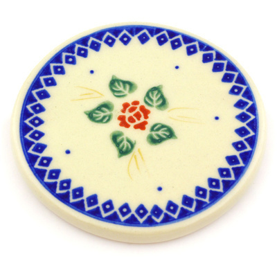 Polish Pottery Coaster 4&quot; Simple Christmas