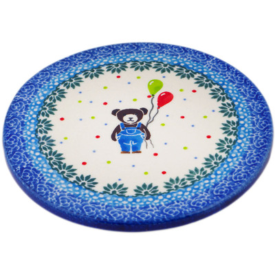 Polish Pottery Coaster 5" Teddy Bear UNIKAT