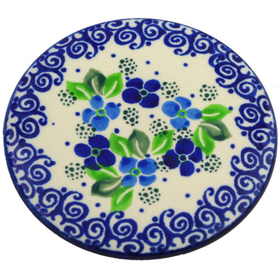 Polish Pottery Coaster Blue Phlox